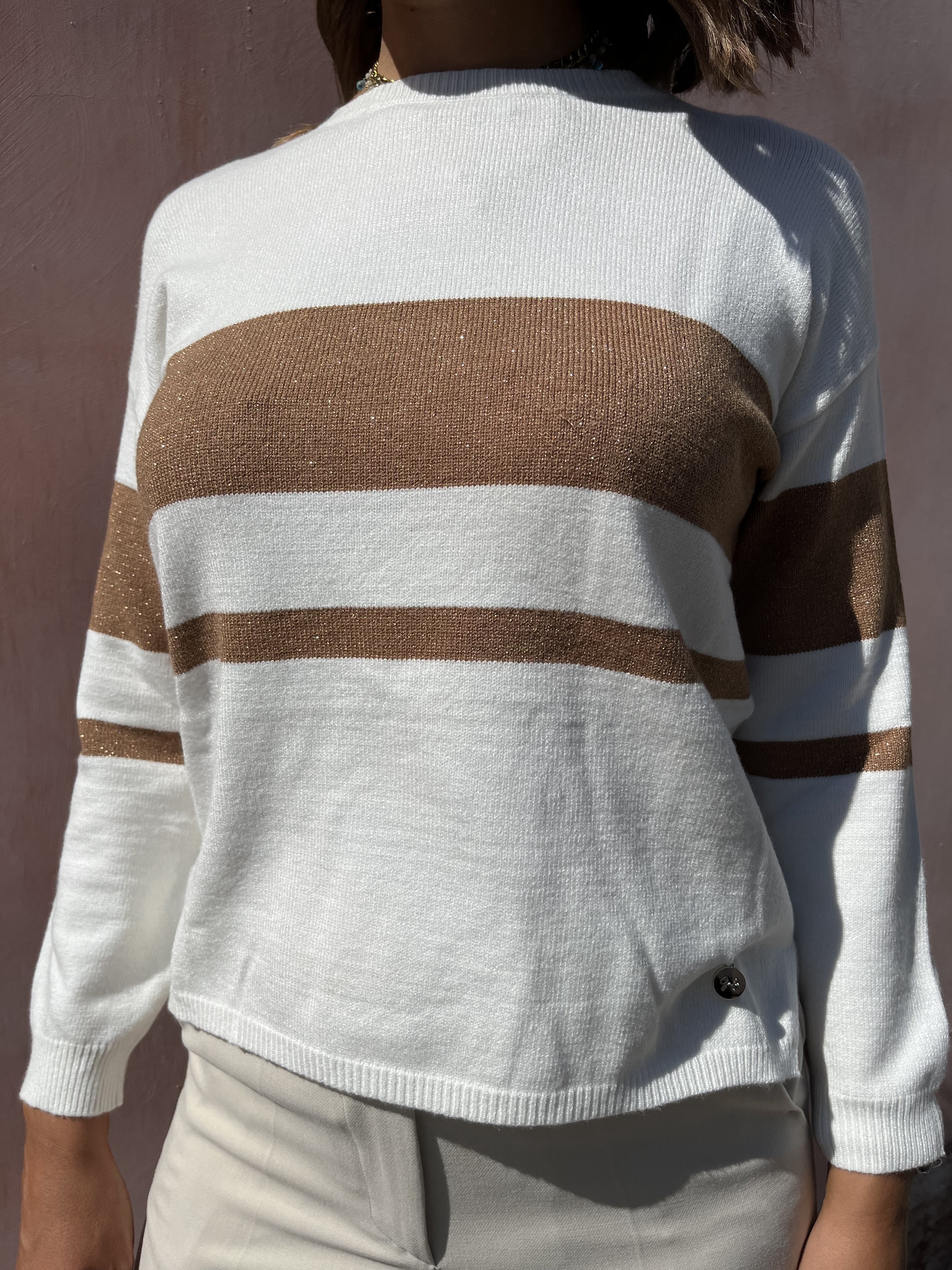 MAGLIONE ASSIMETRICO RIGHE LUREX