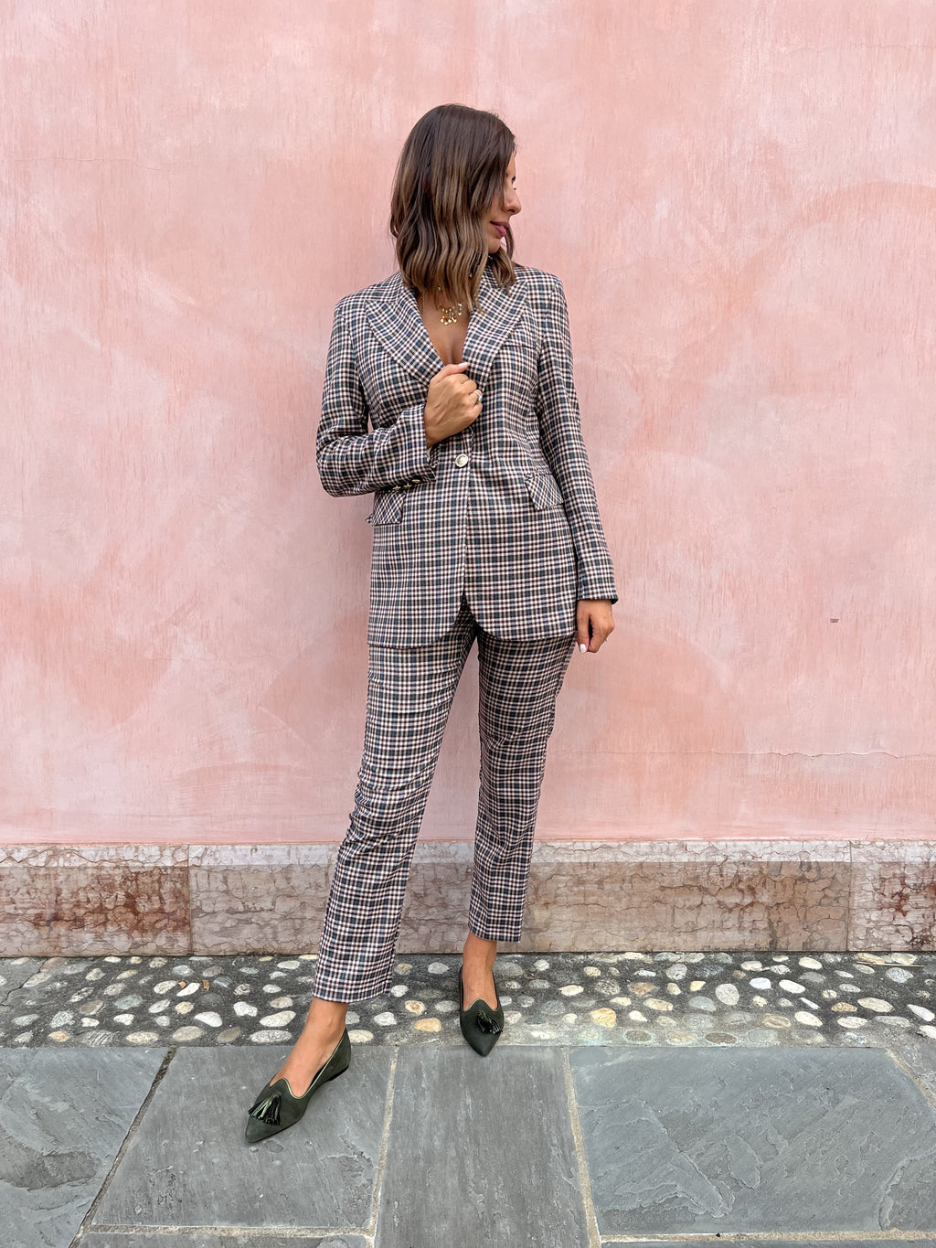 PANTALONE QUADRETTATO MORO
