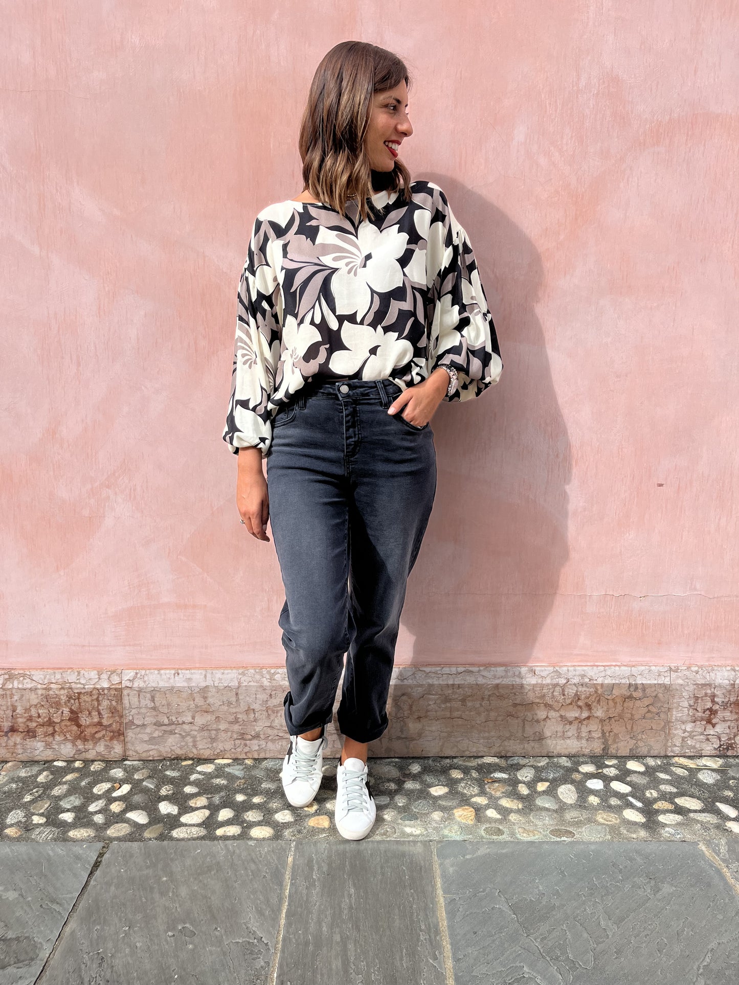 BLUSA OVER STAMPATA