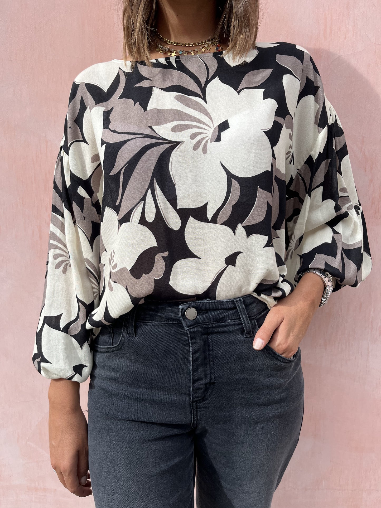 BLUSA OVER STAMPATA