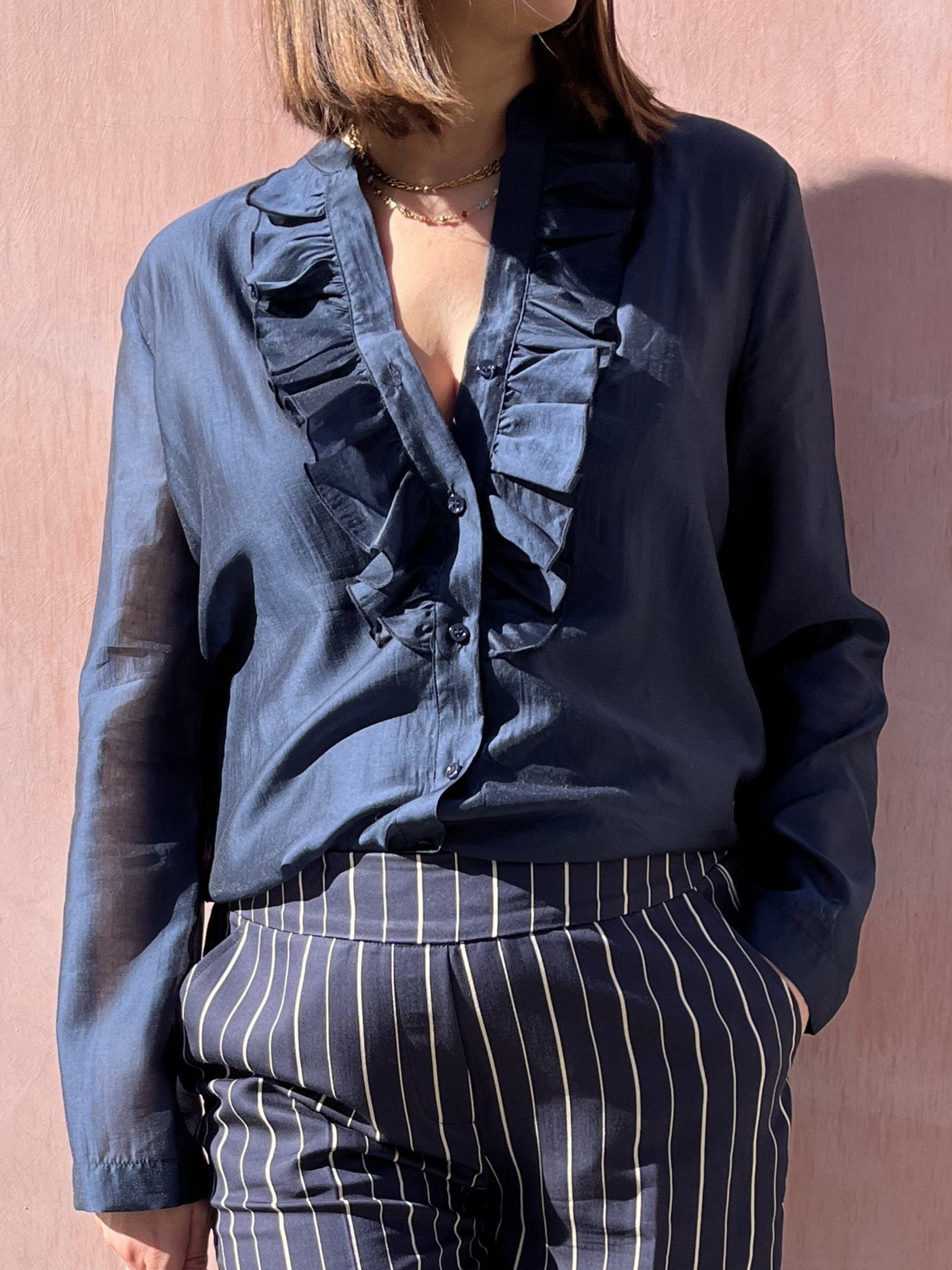 CAMICIA SCOLLO CON ROUGE