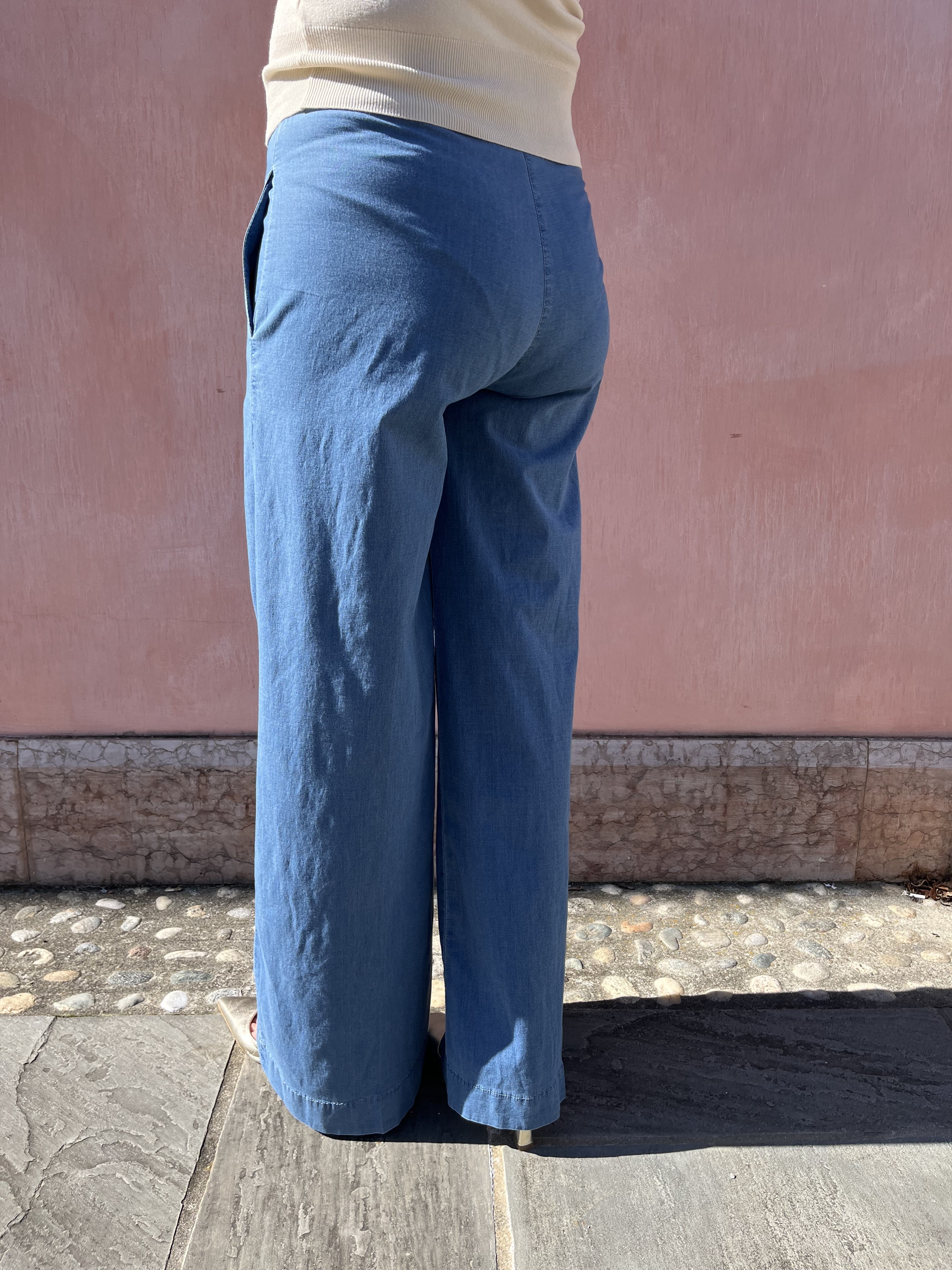 PANATLONE PALAZZO IN CHAMBRAY