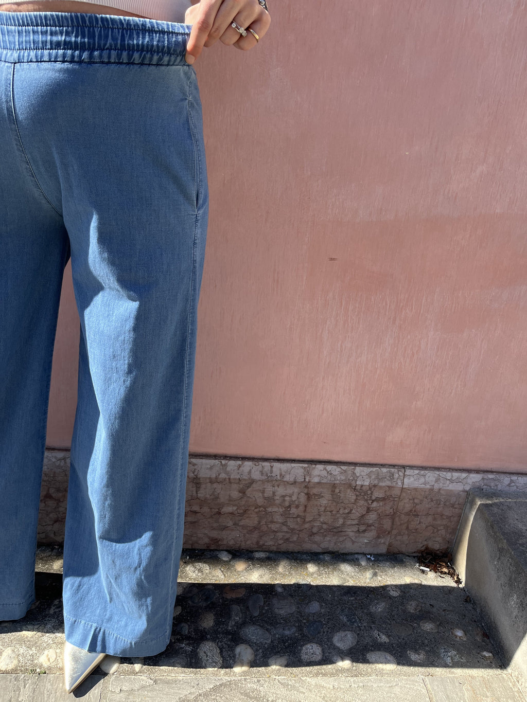 PANATLONE PALAZZO IN CHAMBRAY
