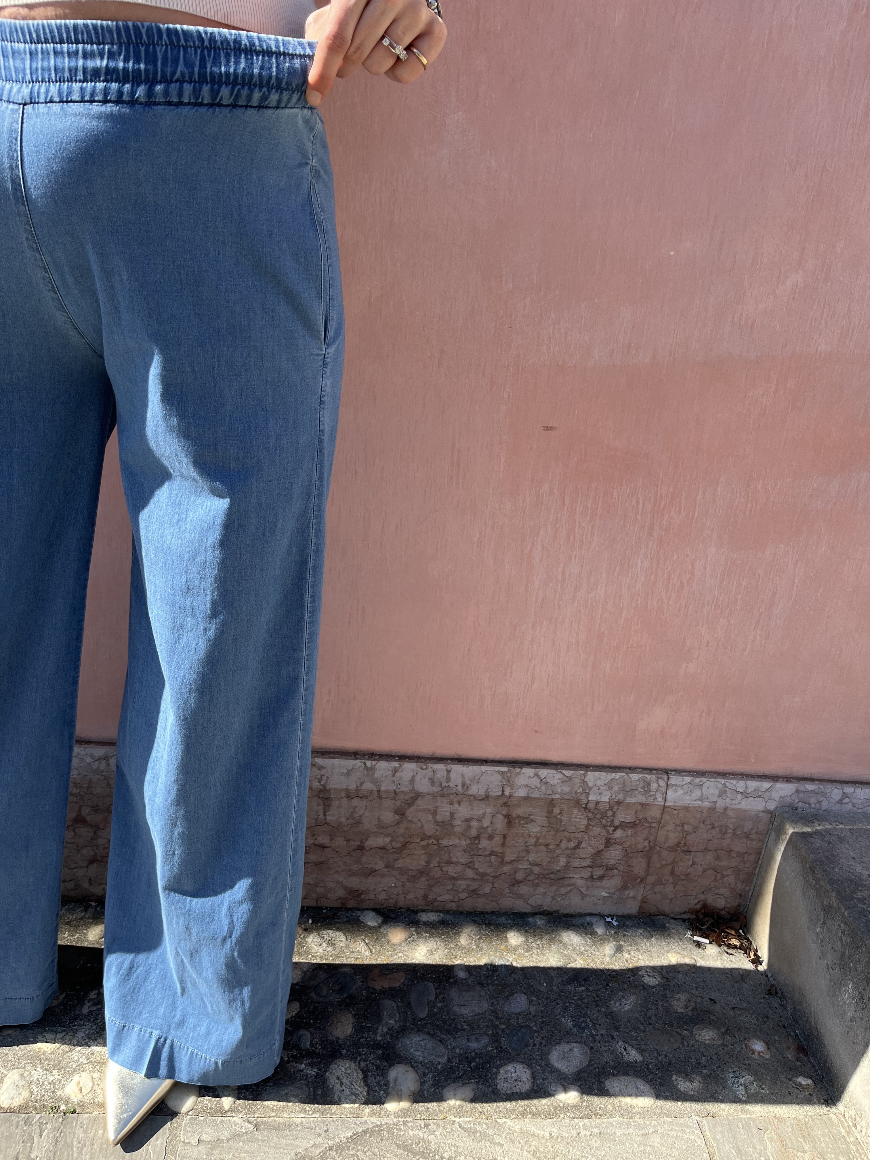 PANATLONE PALAZZO IN CHAMBRAY