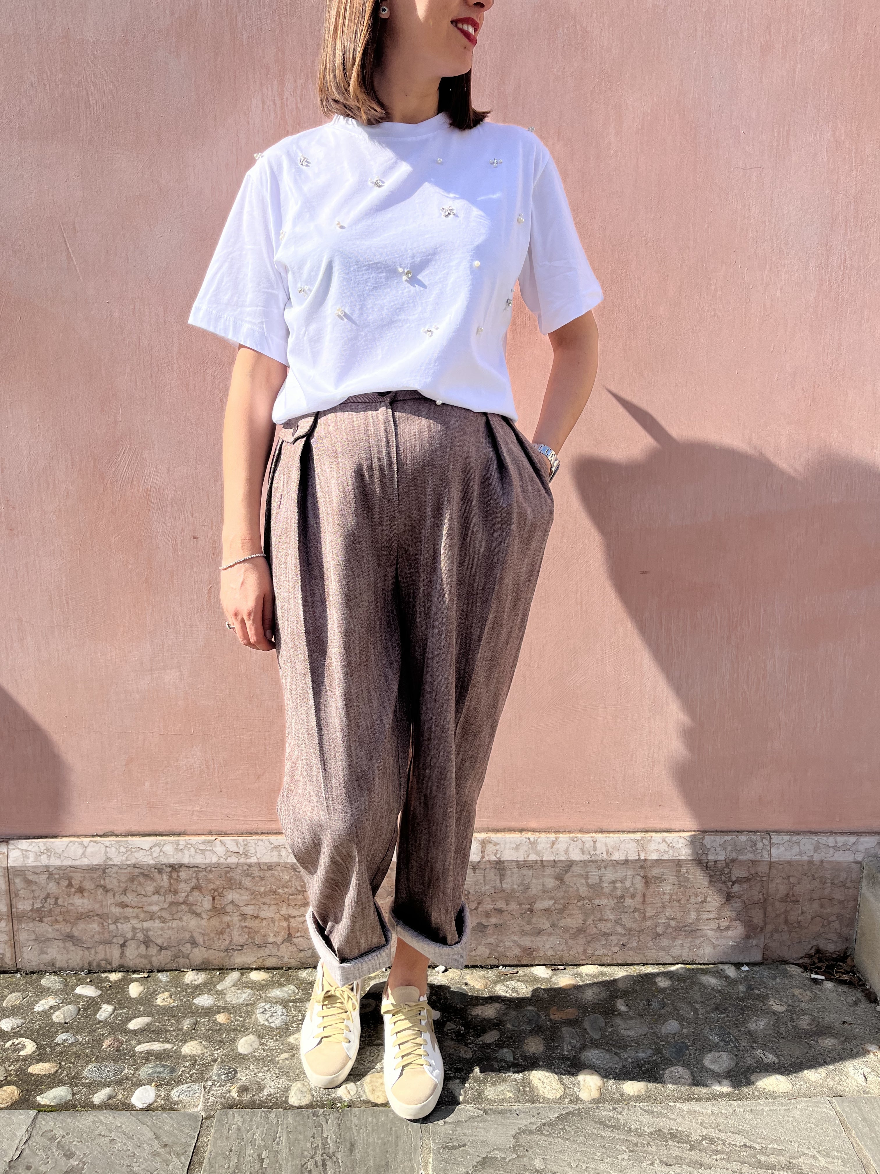 TSHIRT OVER RICAMATA PERLE