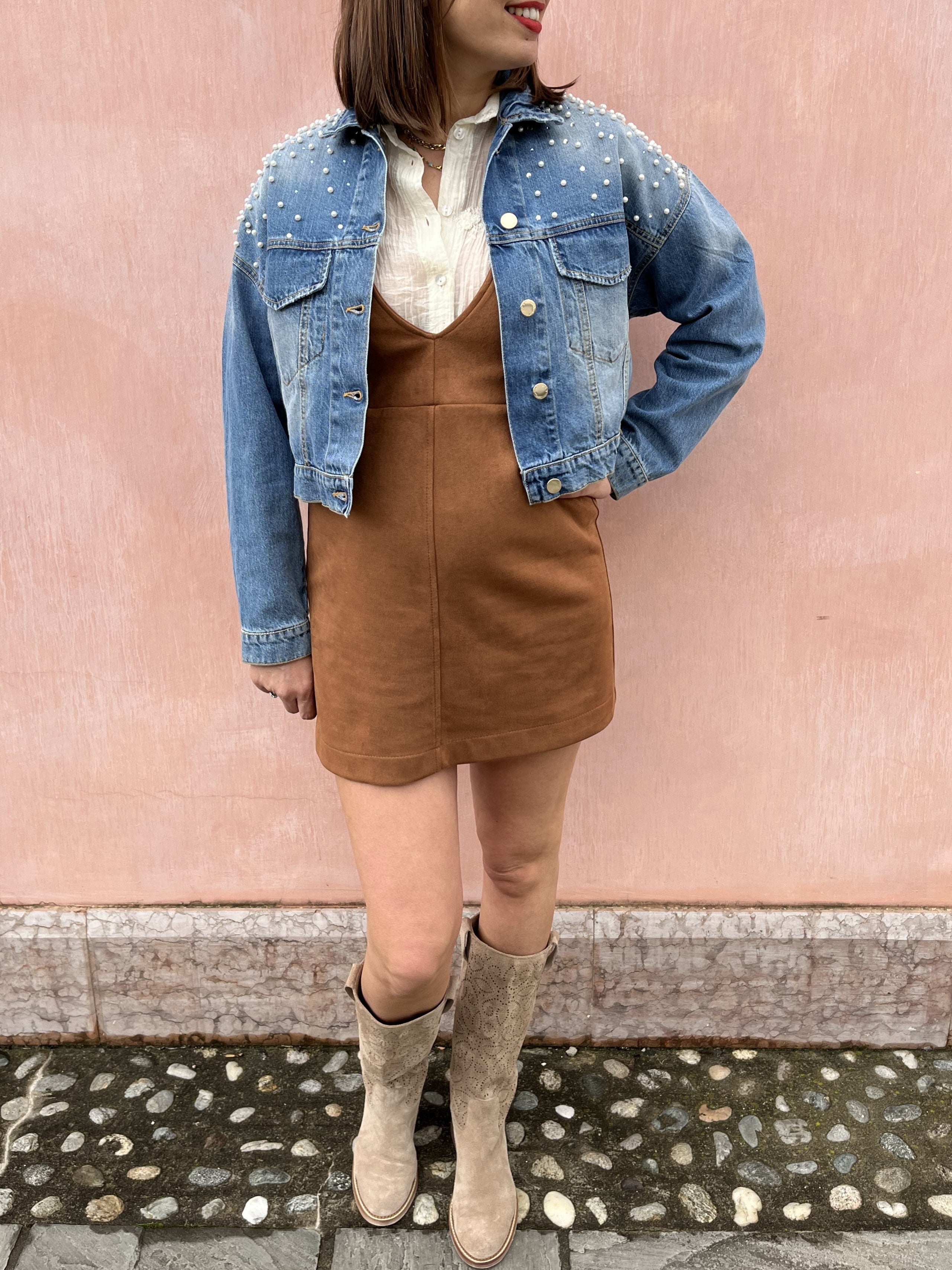 GIUBBINO IN JEANS PERLE E STRASS