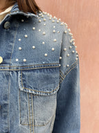 GIUBBINO IN JEANS PERLE E STRASS