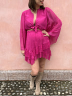 CAMICIA CROP SETA E VISCOSA