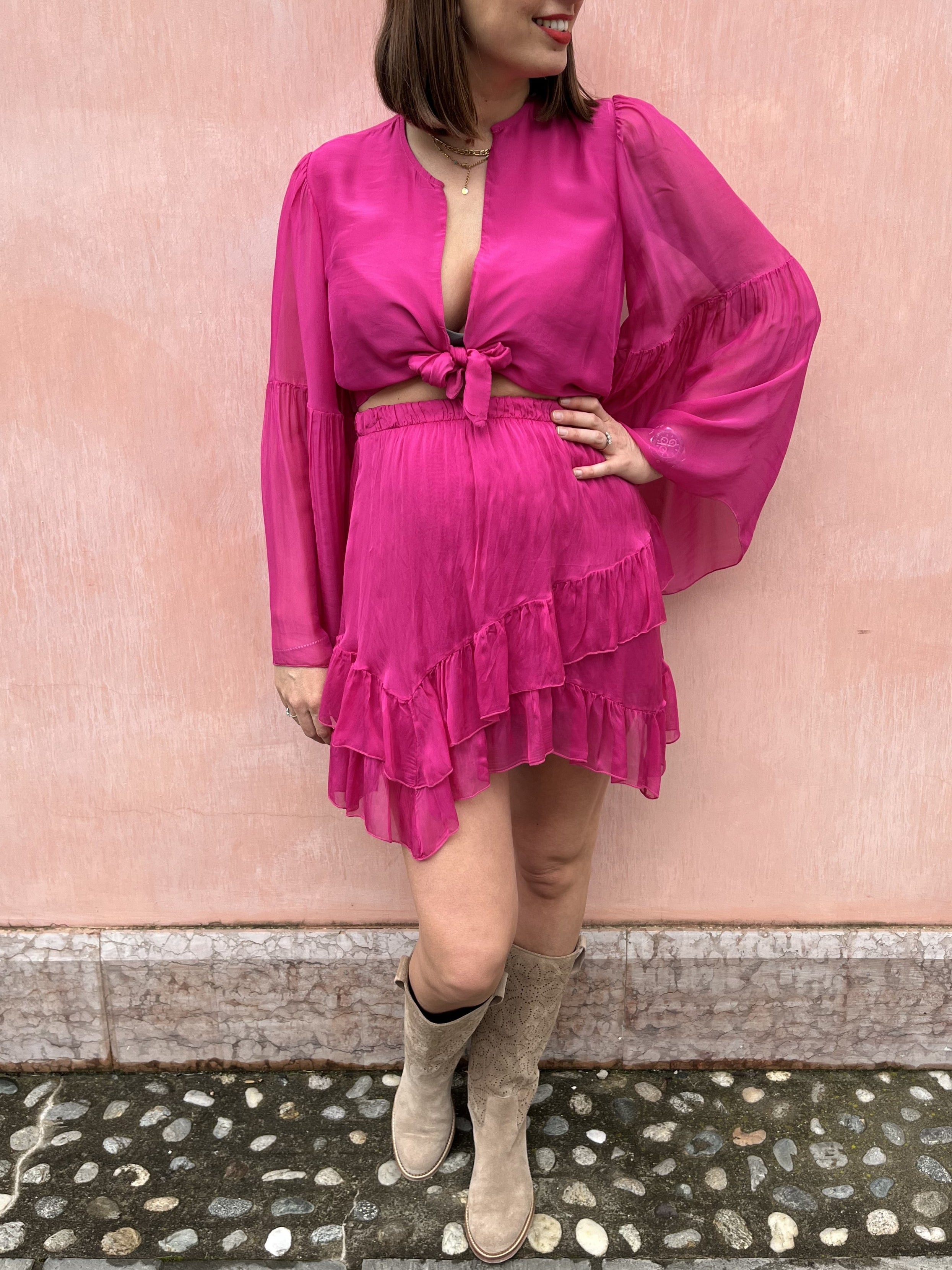 CAMICIA CROP SETA E VISCOSA