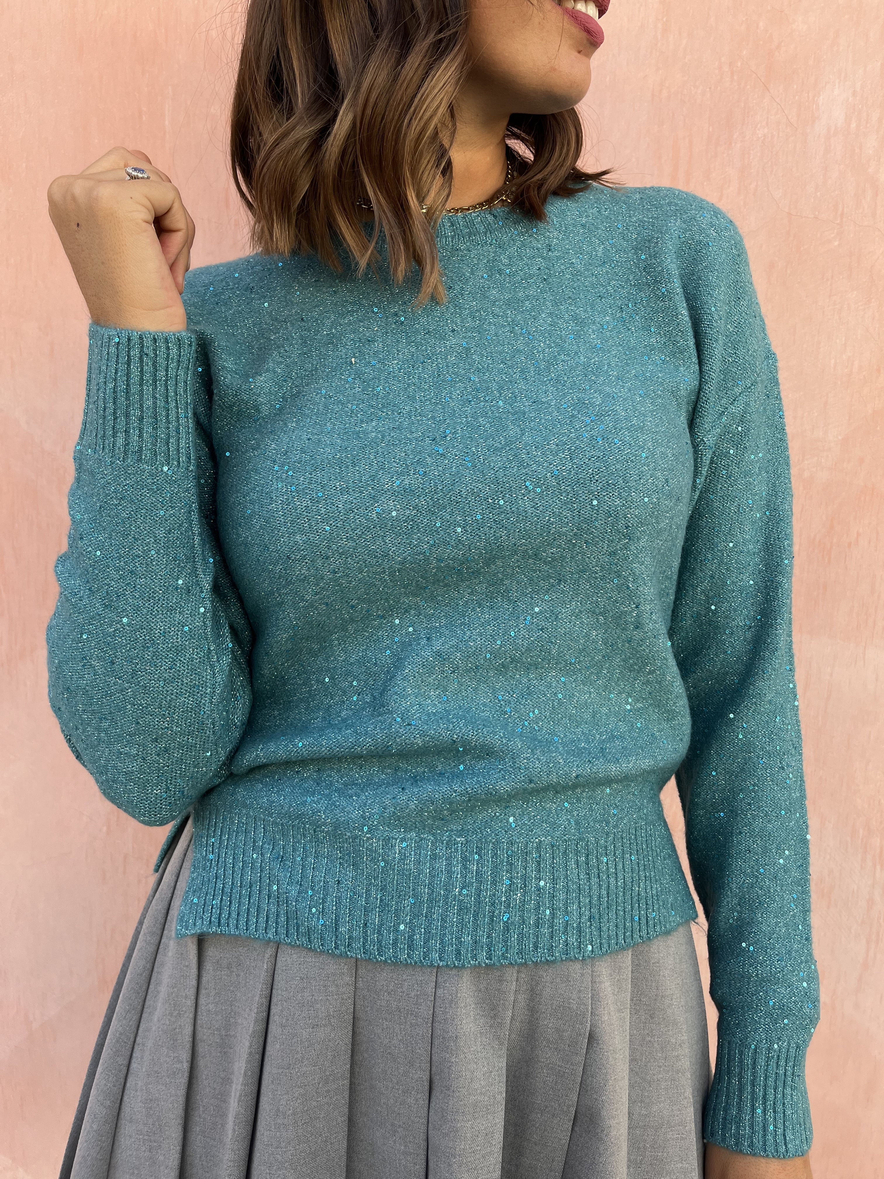 MAGLIONE GIROCOLLO PAILLlETTES