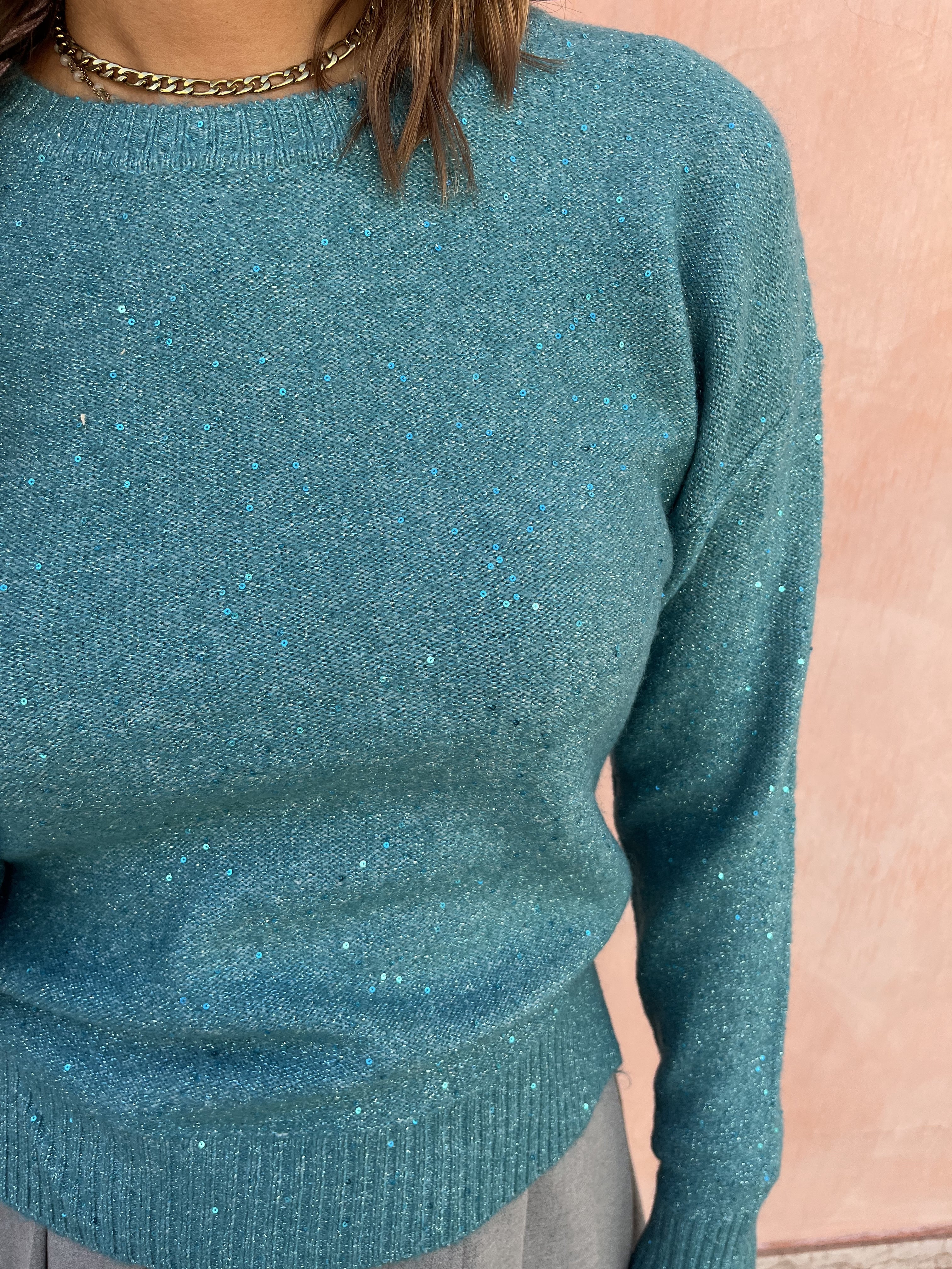 MAGLIONE GIROCOLLO PAILLlETTES