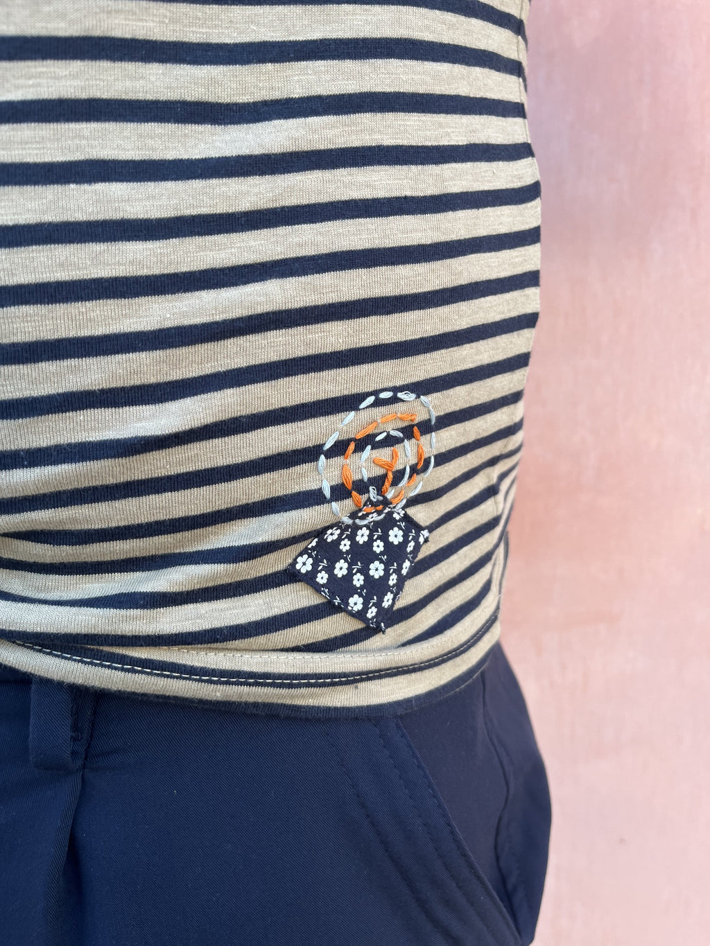 TSHIRT RIGHE RICAMI