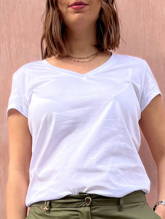 T-SHIRT SCOLLO V FILO DI SCOZIA
