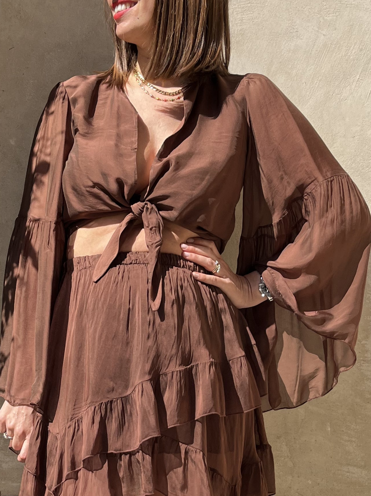 CAMICIA CROP SETA E VISCOSA