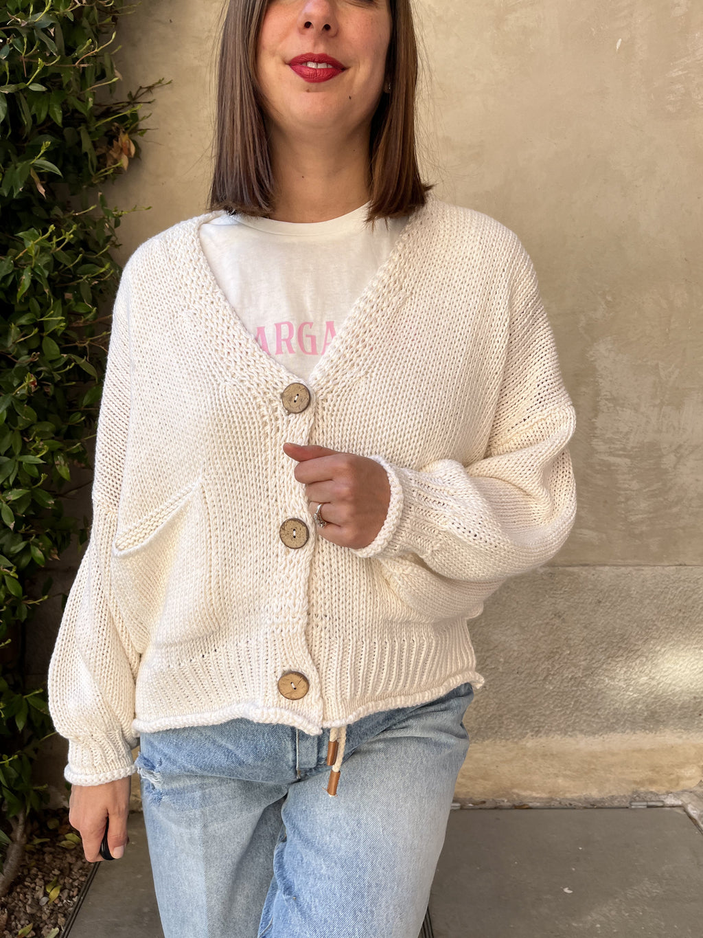 CARDIGAN BOTTONE LEGNO