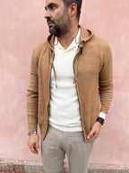MAGLIONE ZIP CAPPUCCIO