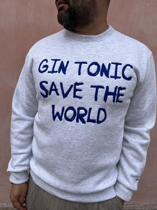 FELPA GARZATA "GIN TONIC SAVE THE WORD"