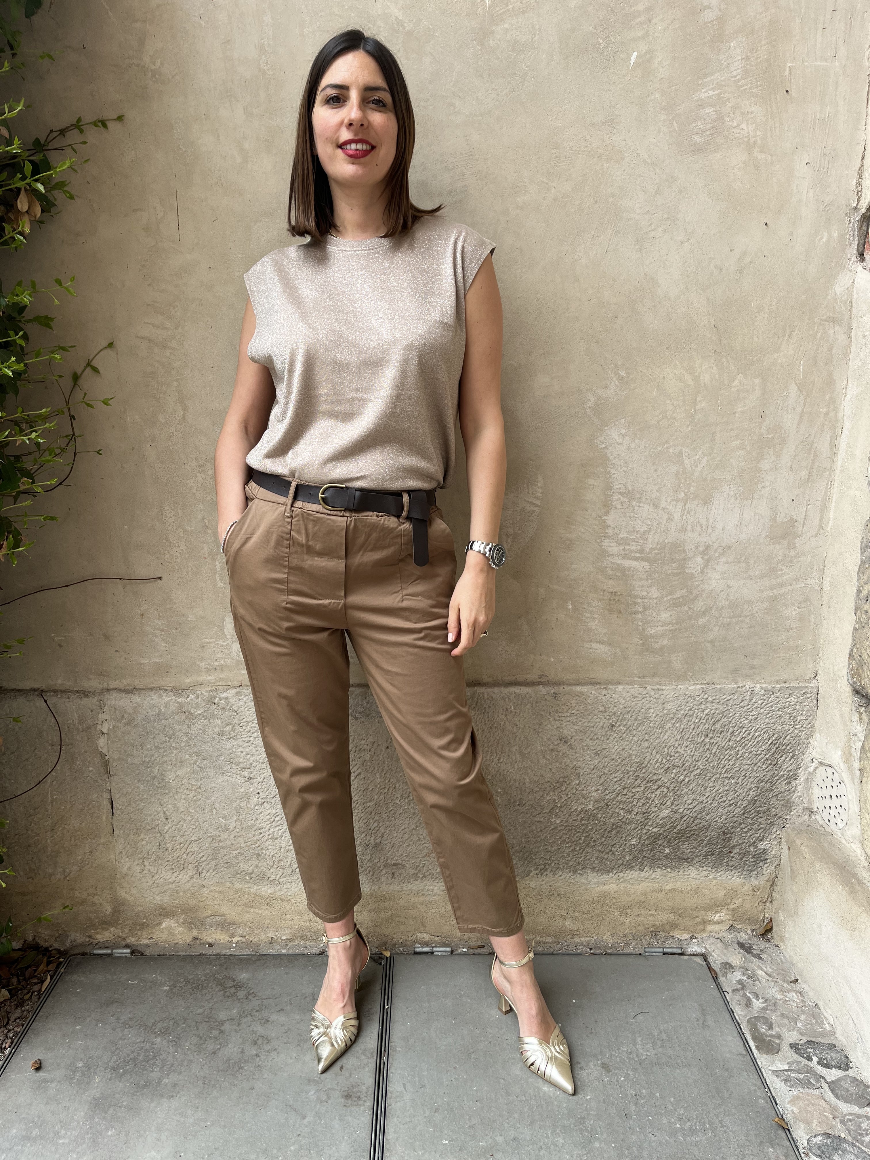 PANTALONE CARROT CON ELASTICO IN VITA