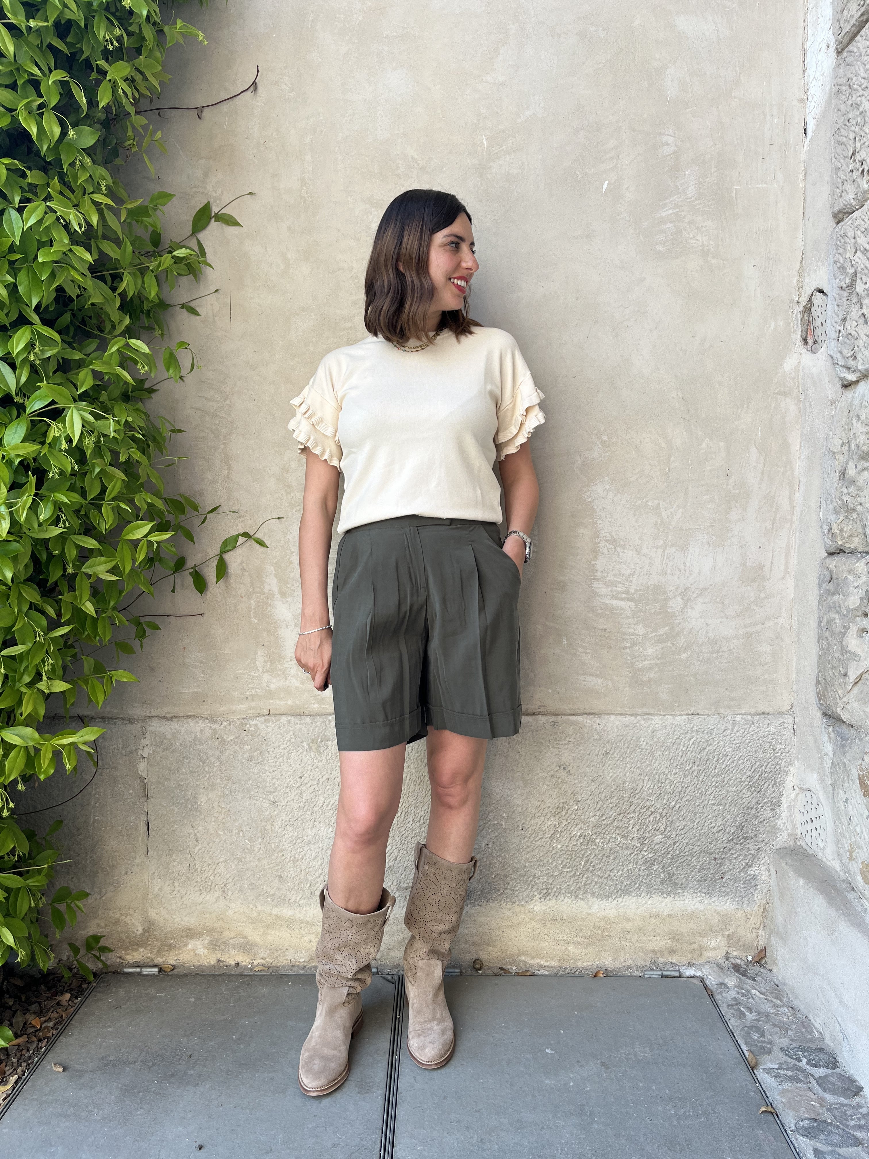 MAGLIA IN VISCOSA CON MANICA ROUGE