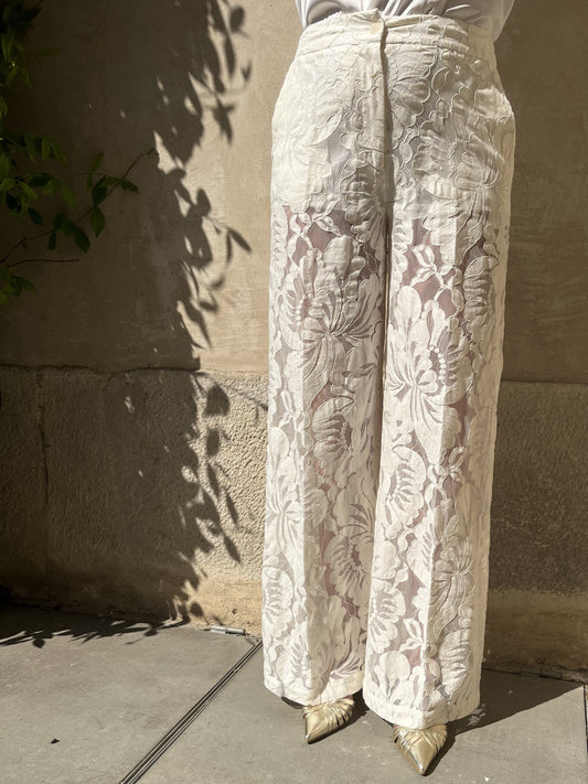 PANTALONE LARGO IN PIZZO