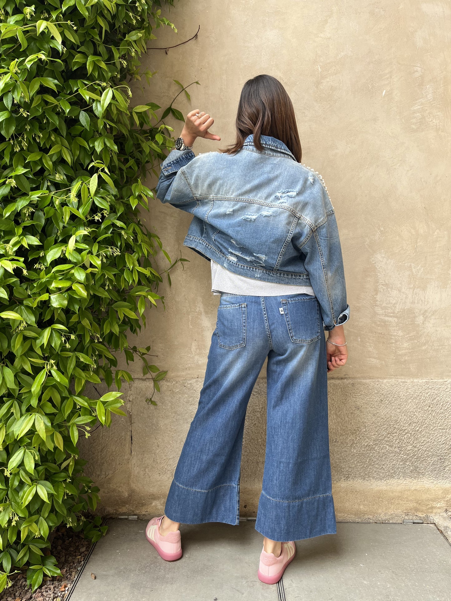 GIUBBINO IN JEANS PERLE E STRASS
