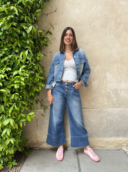 GIUBBINO IN JEANS PERLE E STRASS