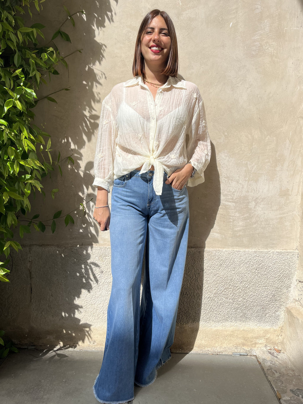 CAMICIA IN MUSSOLA RICAMATA