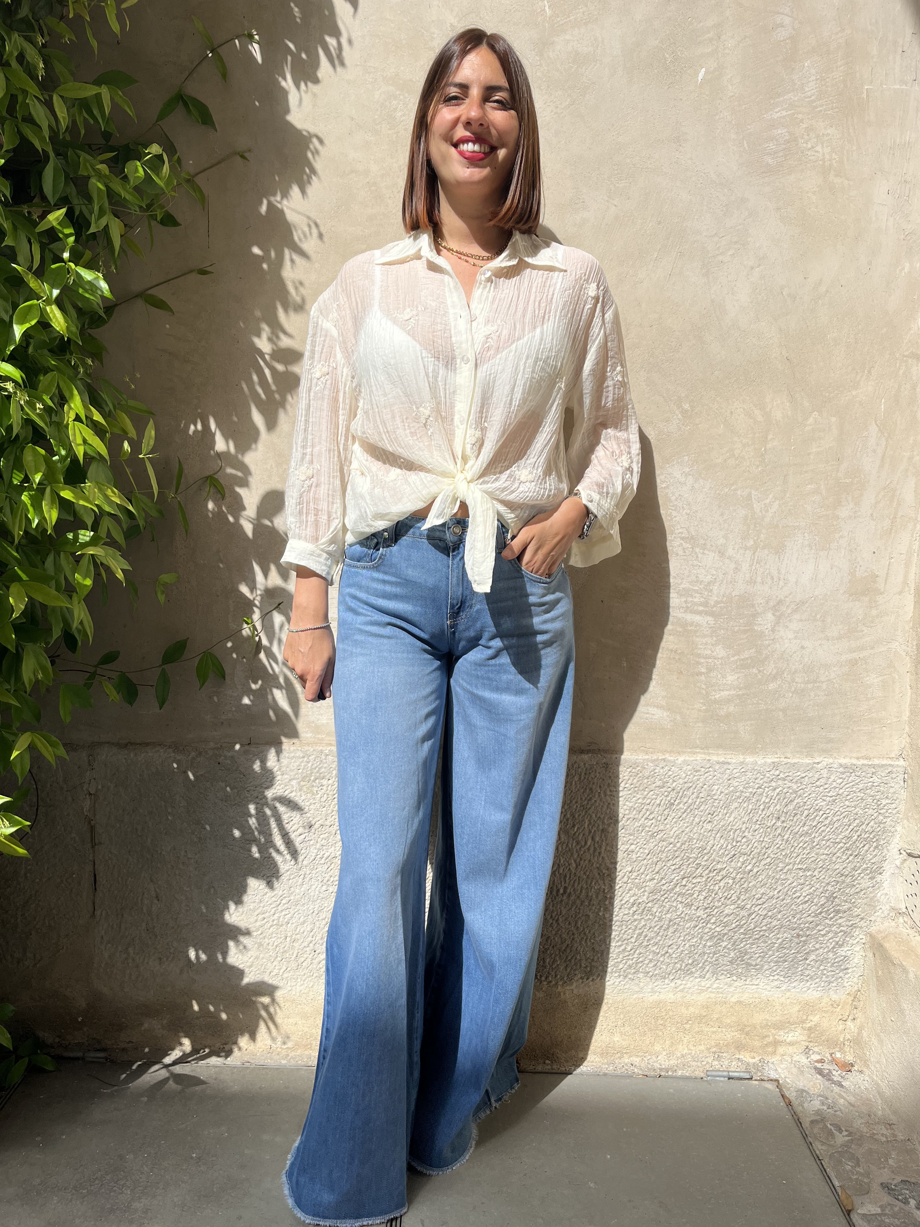 CAMICIA IN MUSSOLA RICAMATA
