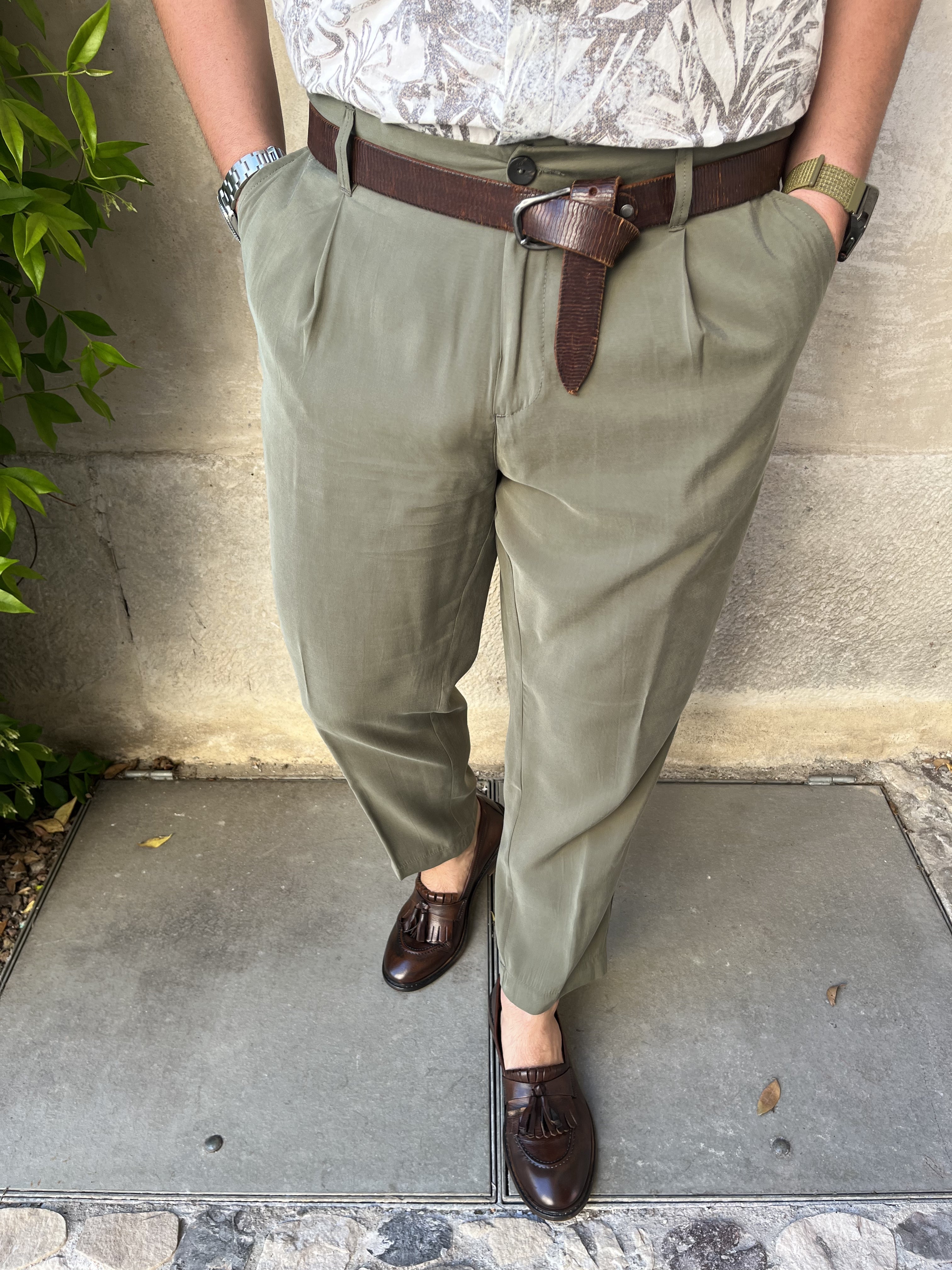 PANTALONE IN VISCOSA EFFETTO SETA LAVATA