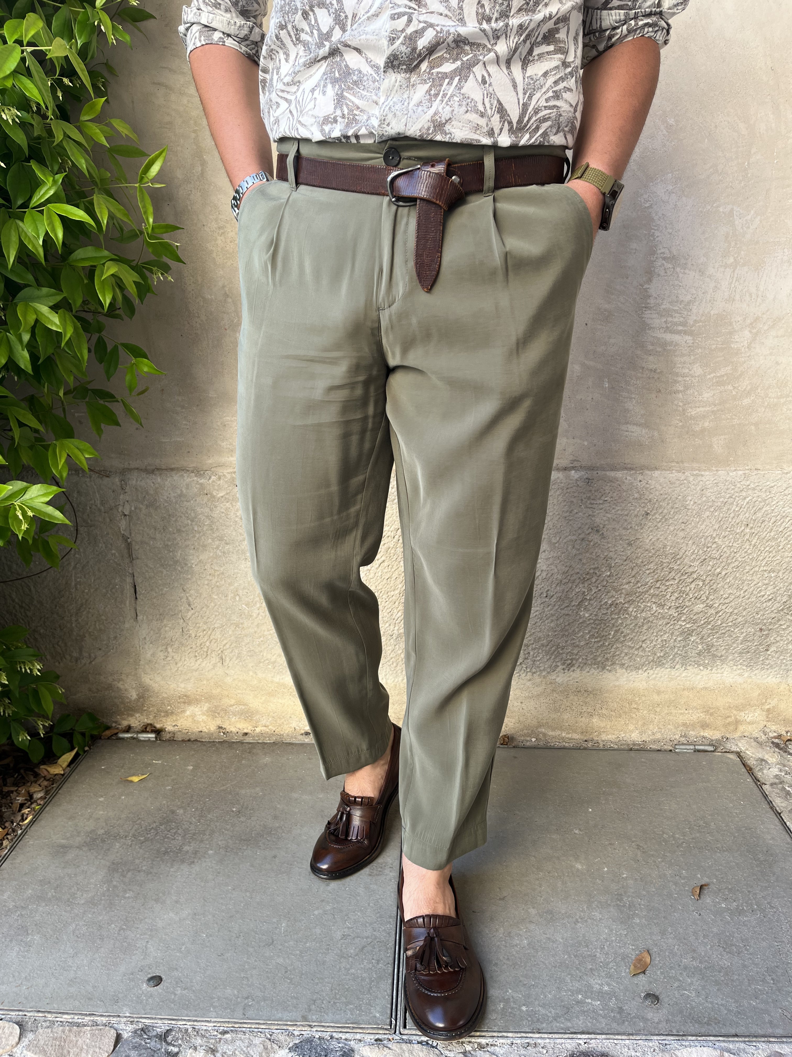 PANTALONE IN VISCOSA EFFETTO SETA LAVATA