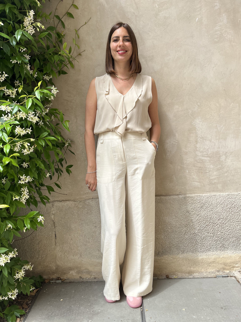 PANTALONE LARGO CON TASCONI