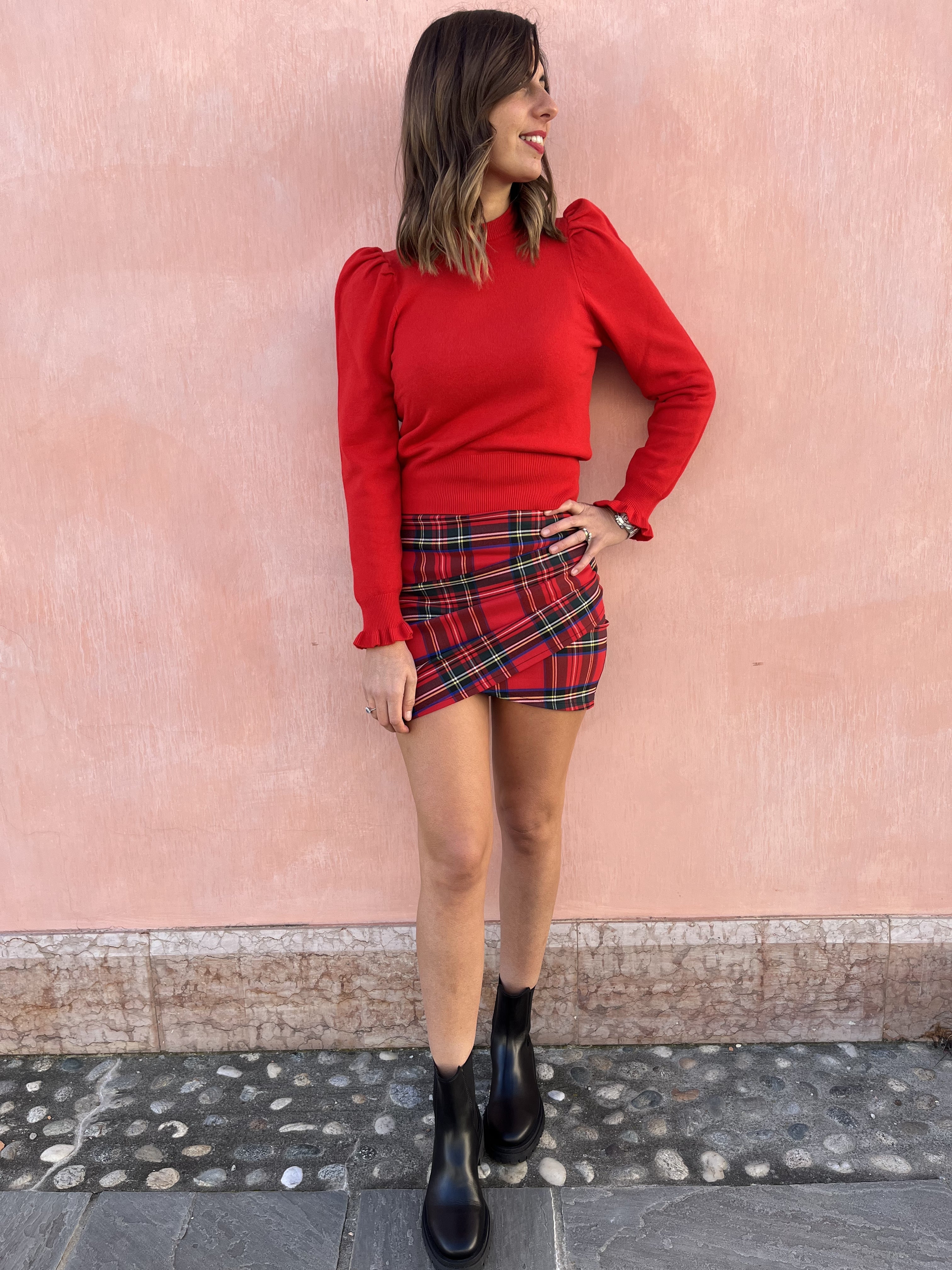 MINIGONNA TARTAN DRAPPEGGIO