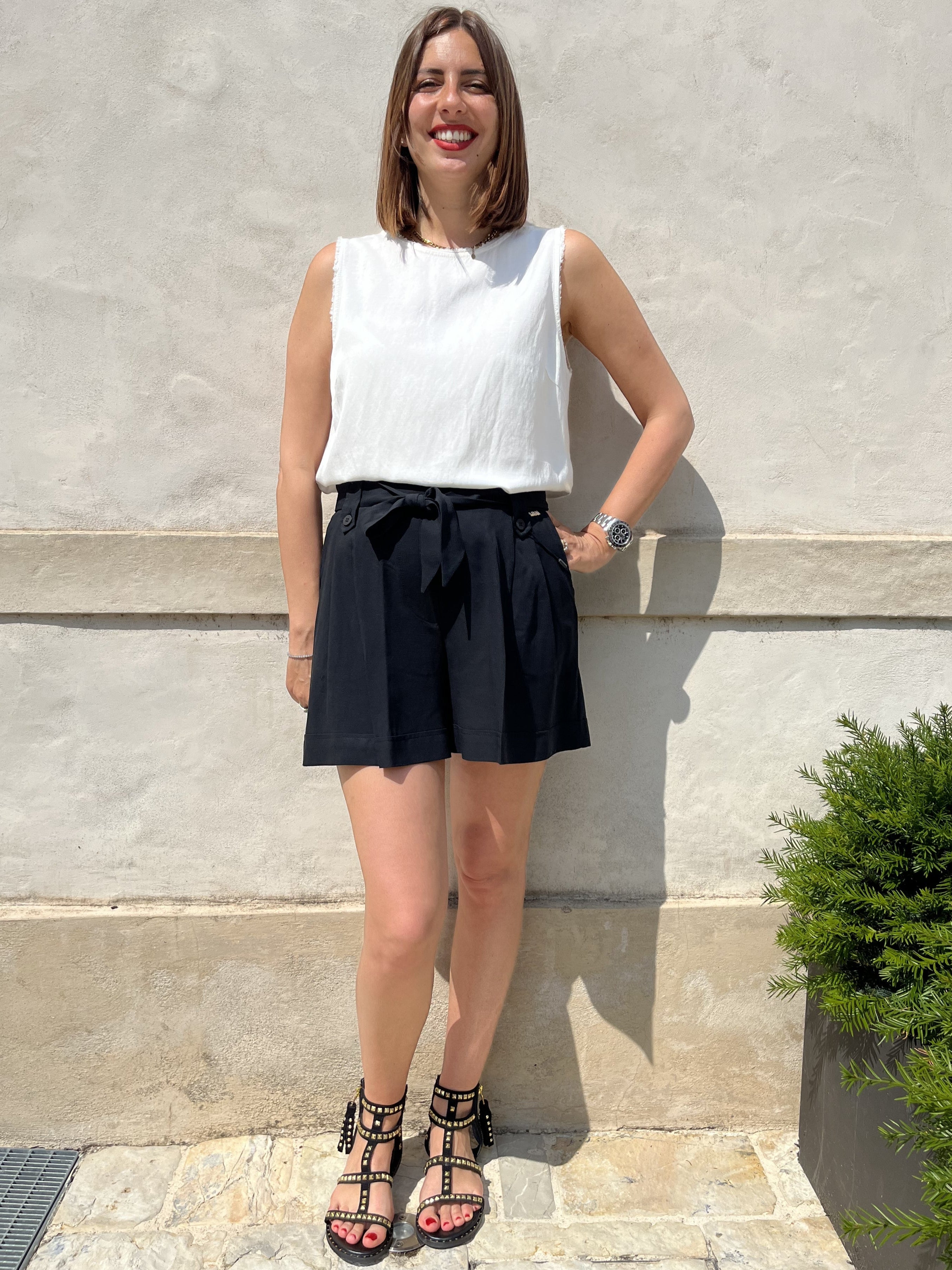 SHORT IN VISCOSA E LINO