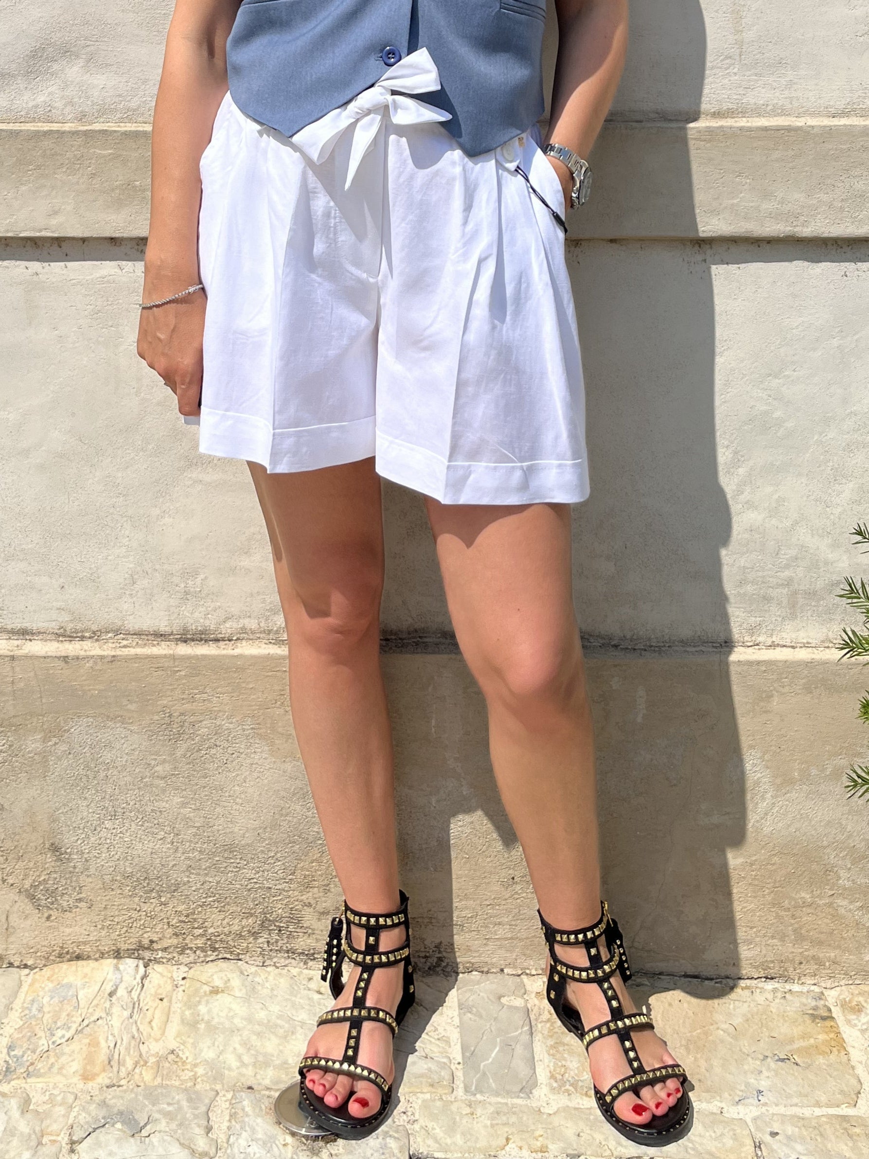 SHORT IN VISCOSA E LINO