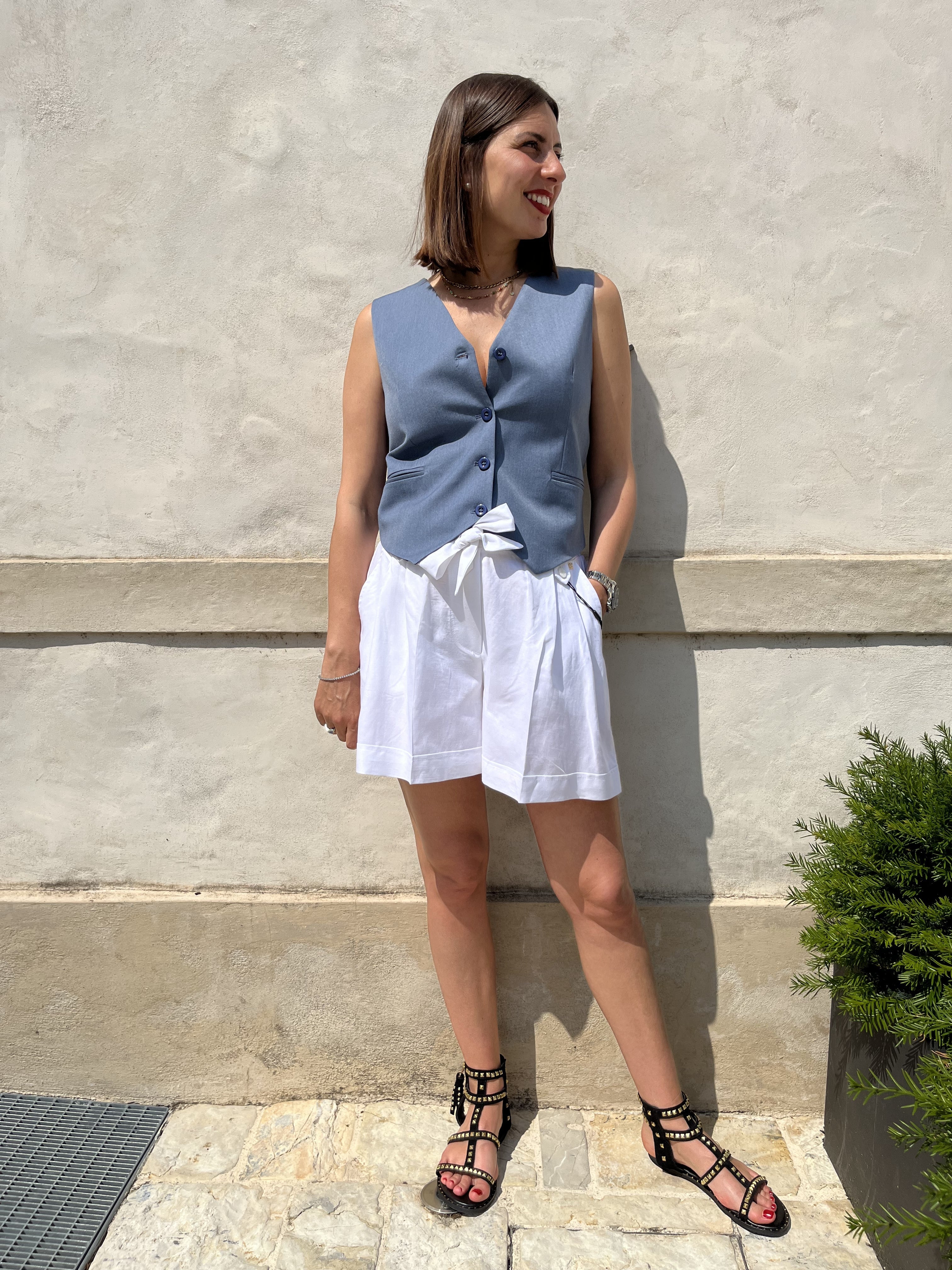 SHORT IN VISCOSA E LINO