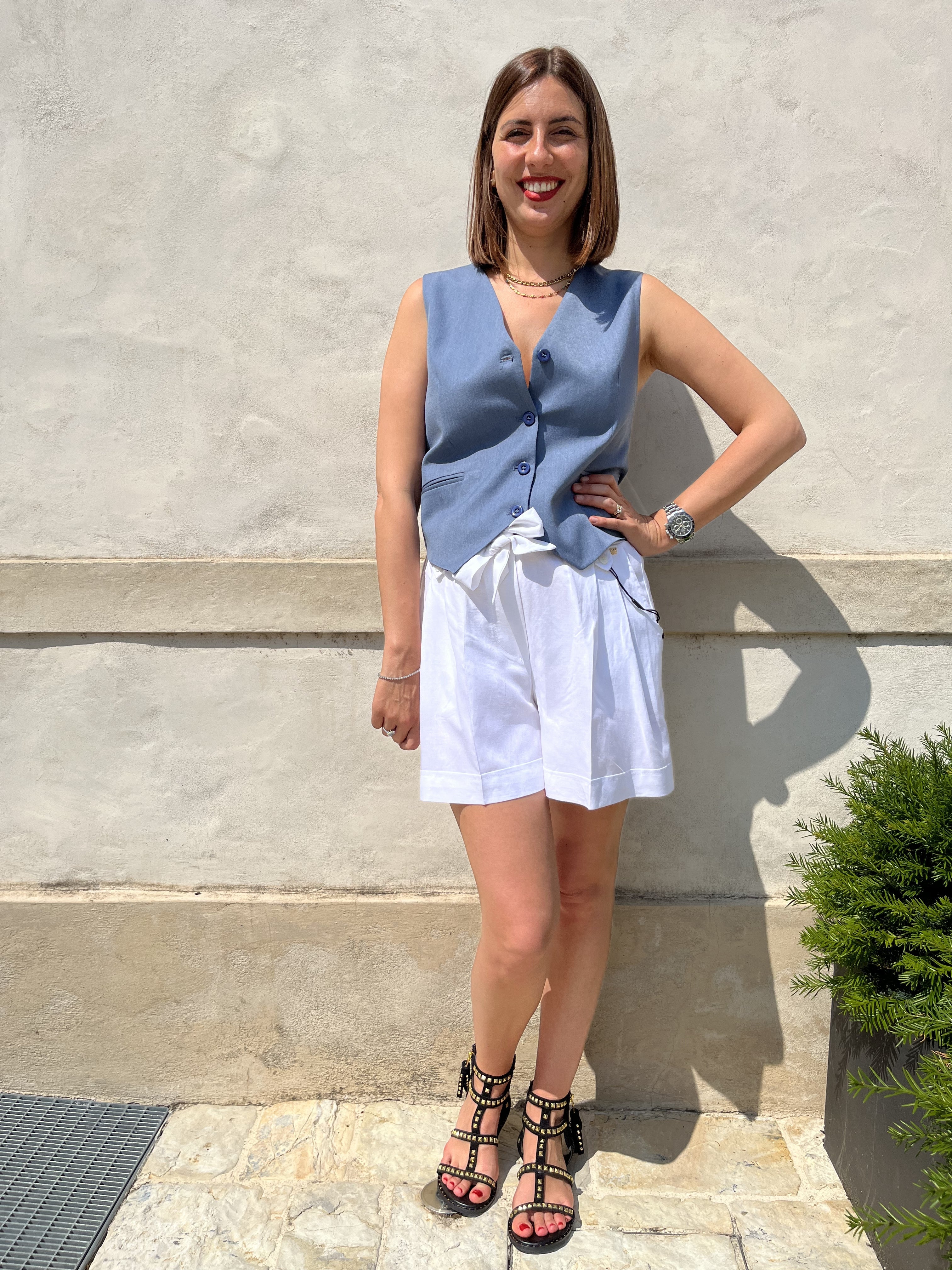 SHORT IN VISCOSA E LINO