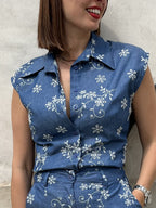 CAMICIA SMANICATA CHAMBRY RICAMATA