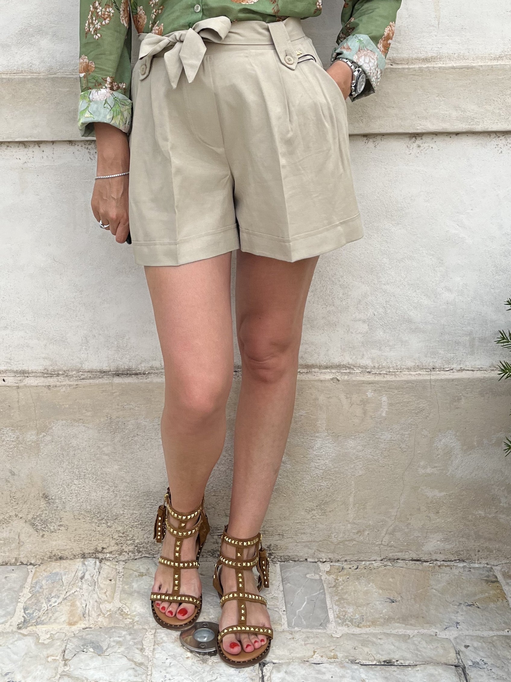 SHORT IN VISCOSA E LINO