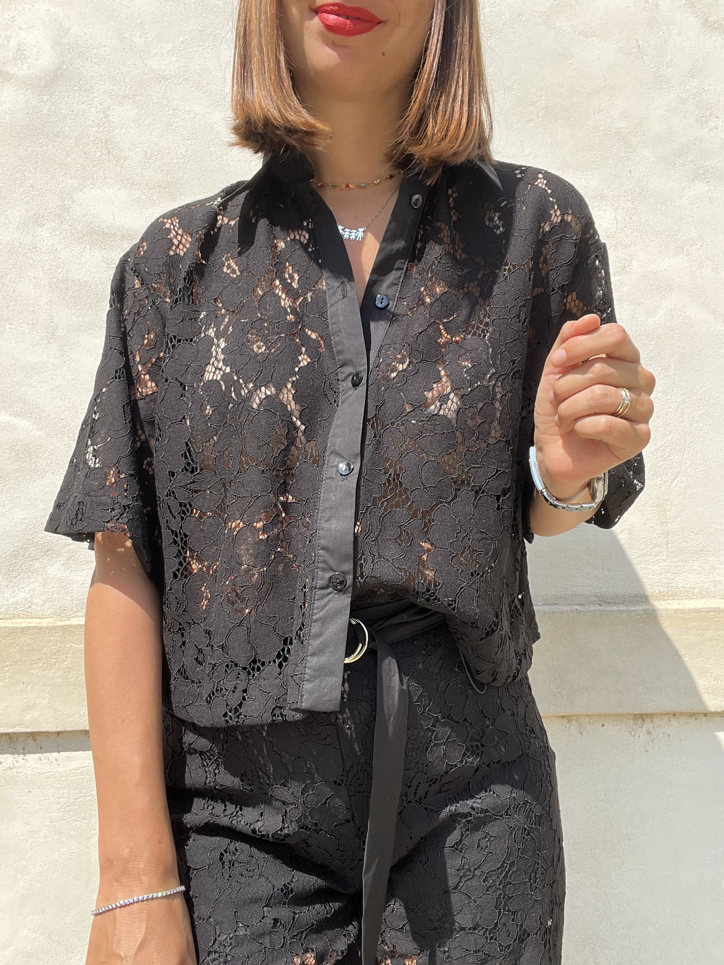 CAMICIA CORTA IN PIZZO