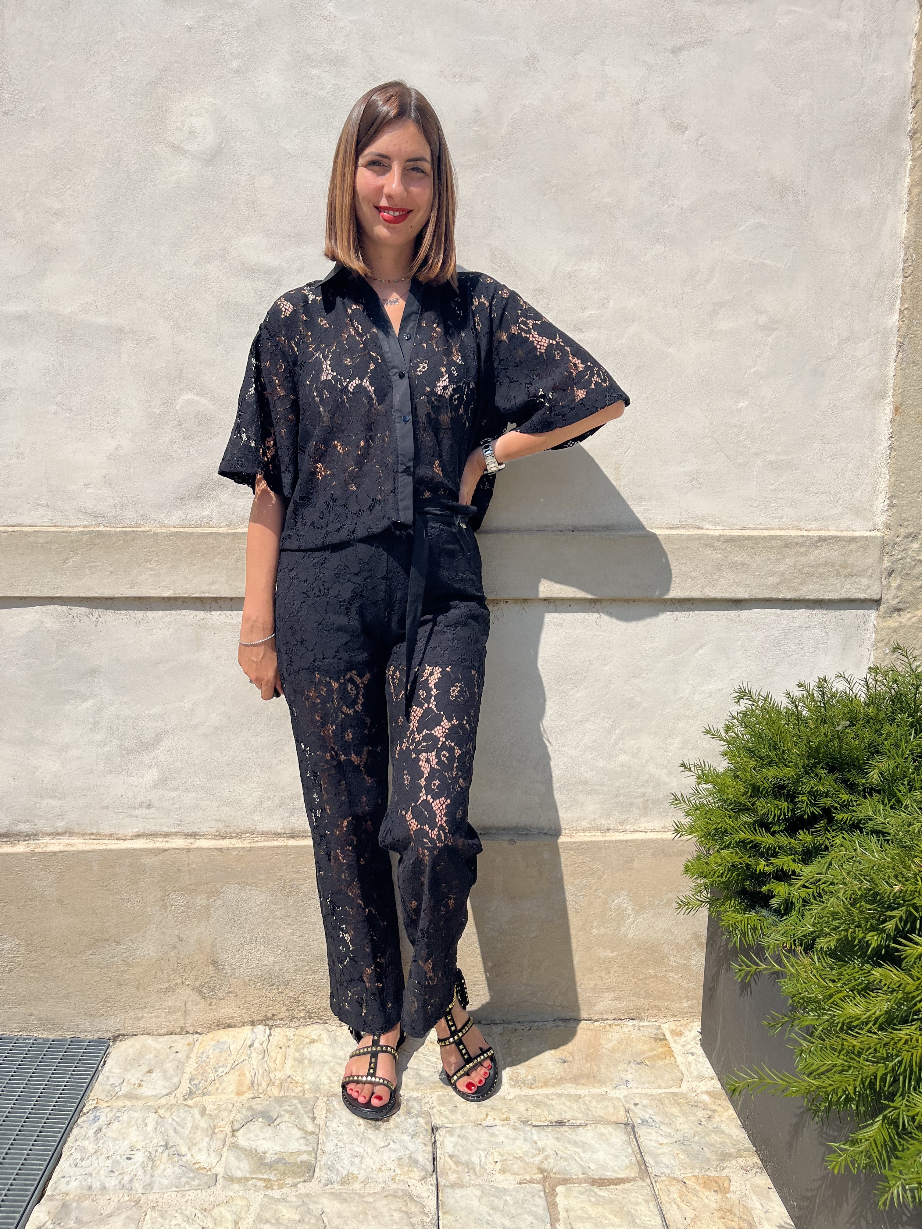 CAMICIA CORTA IN PIZZO