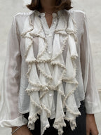 CAMICIA SETA E VISCOSA ROUGE PIZZO