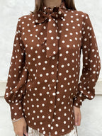 CAMICIA 100% VISCOSA POIS E FIOCCO