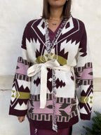 CARDIGAN ETNICO BORDO'