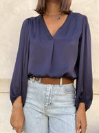 BLUSA IN VISCOSA SCOLLO V
