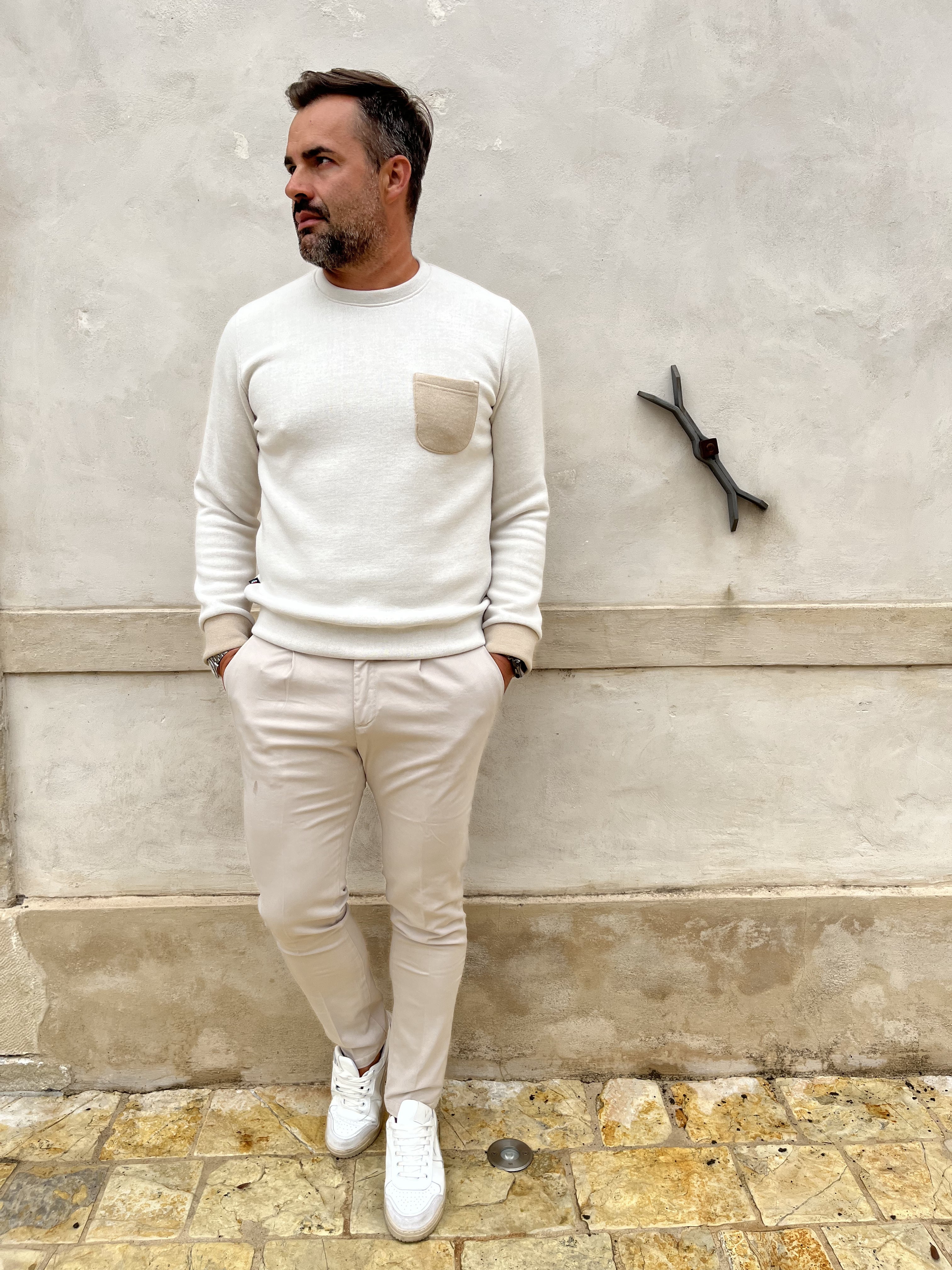 FELPA BOUBLE IN COTONE E LANA GIROCOLLO