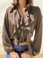 CAMICIA A V CON ROUCHE