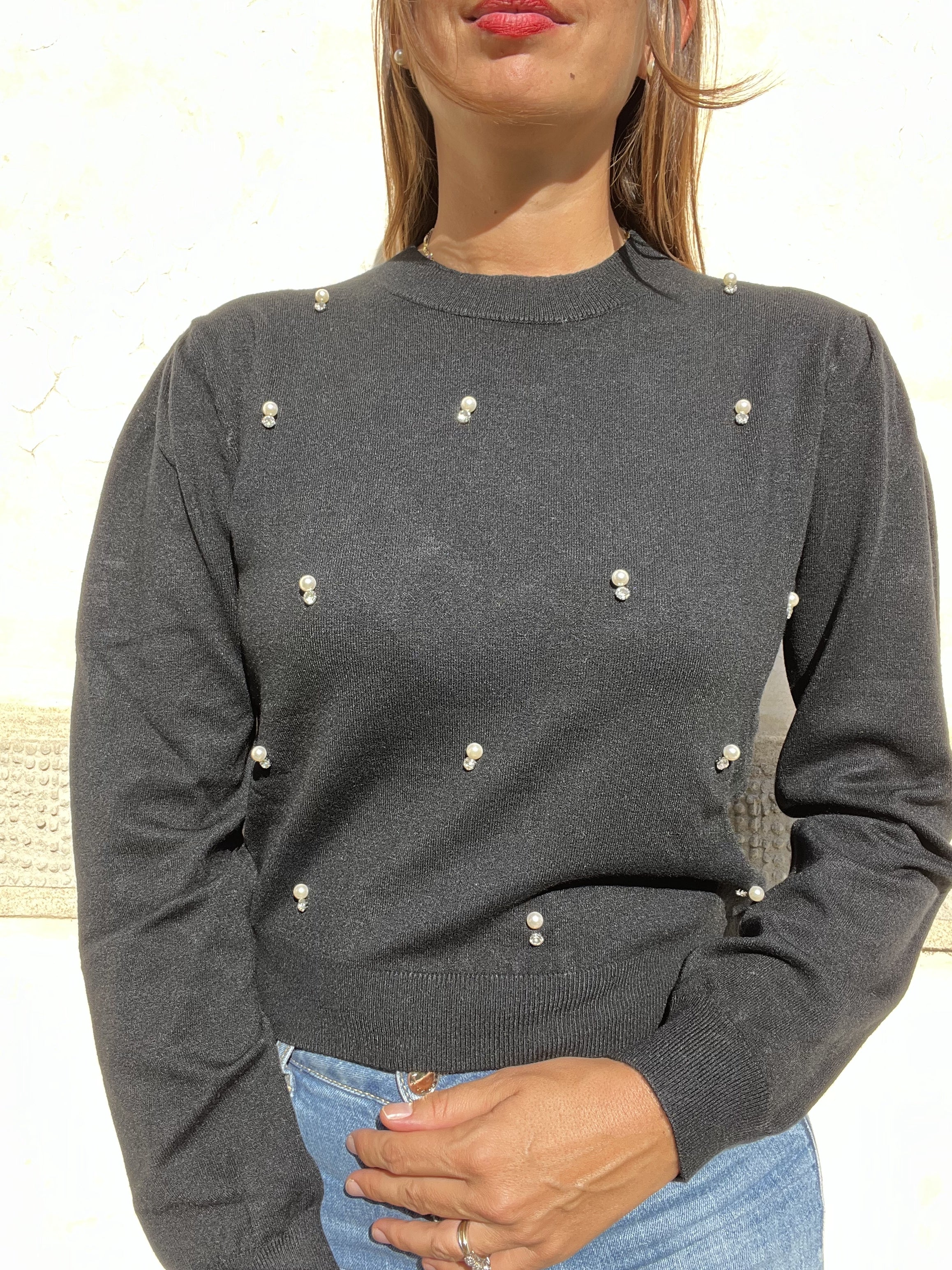 CARDIGAN PERLE MANICA SBUFFO