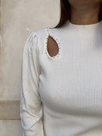 MAGLIA LUPETTO APPLICAZIONE PERLE