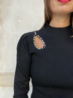 MAGLIA LUPETTO APPLICAZIONE PERLE