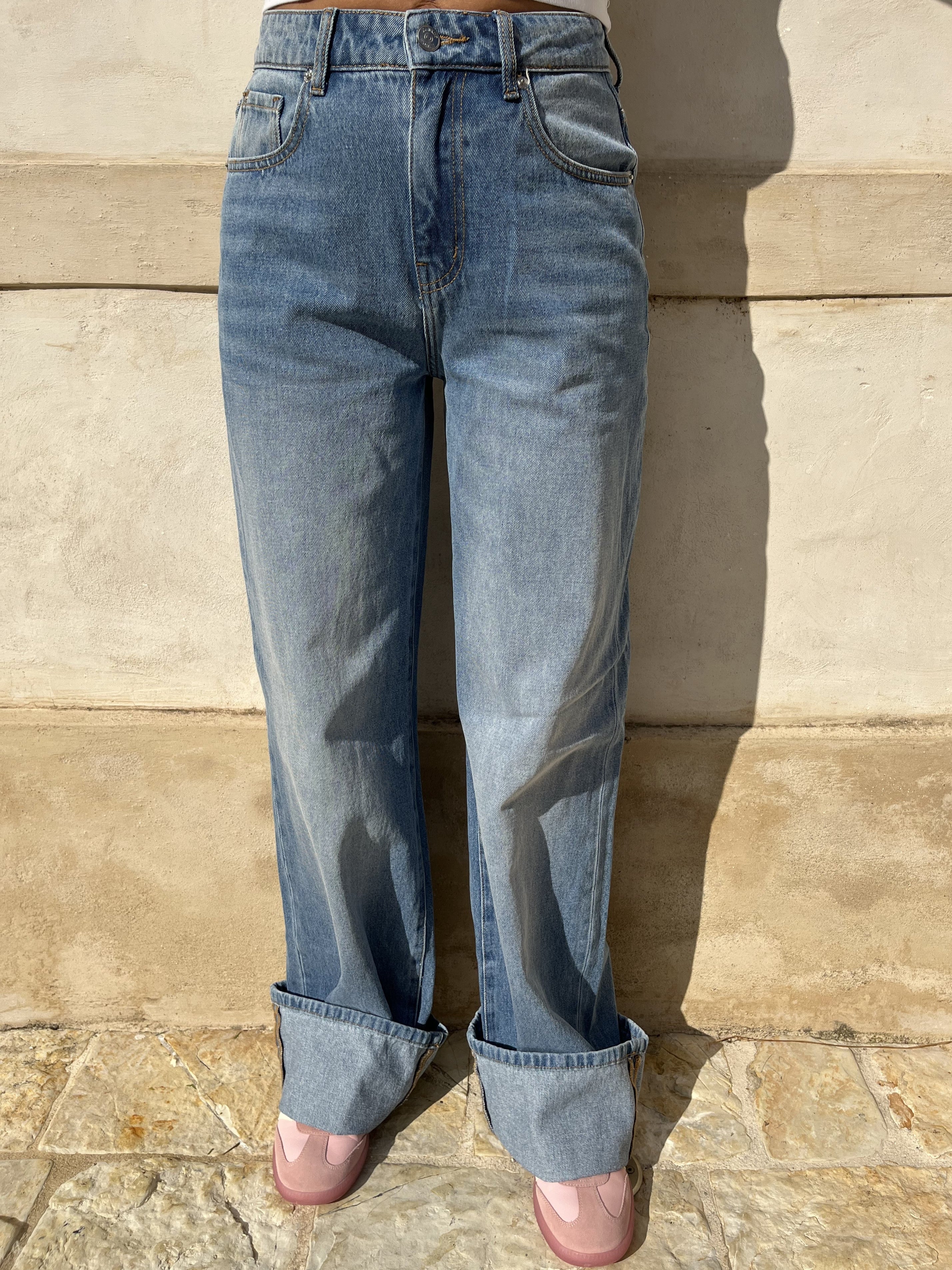 JEANS WIDE LEG LAVAGGIO CHIARO